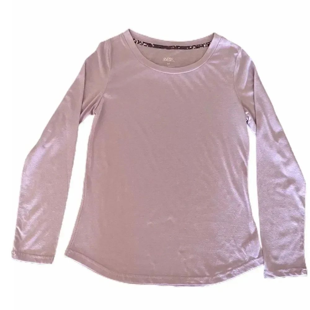 Merona  lLavender Crewneck Roll-Up Long Sleeves Womens Top SZ S